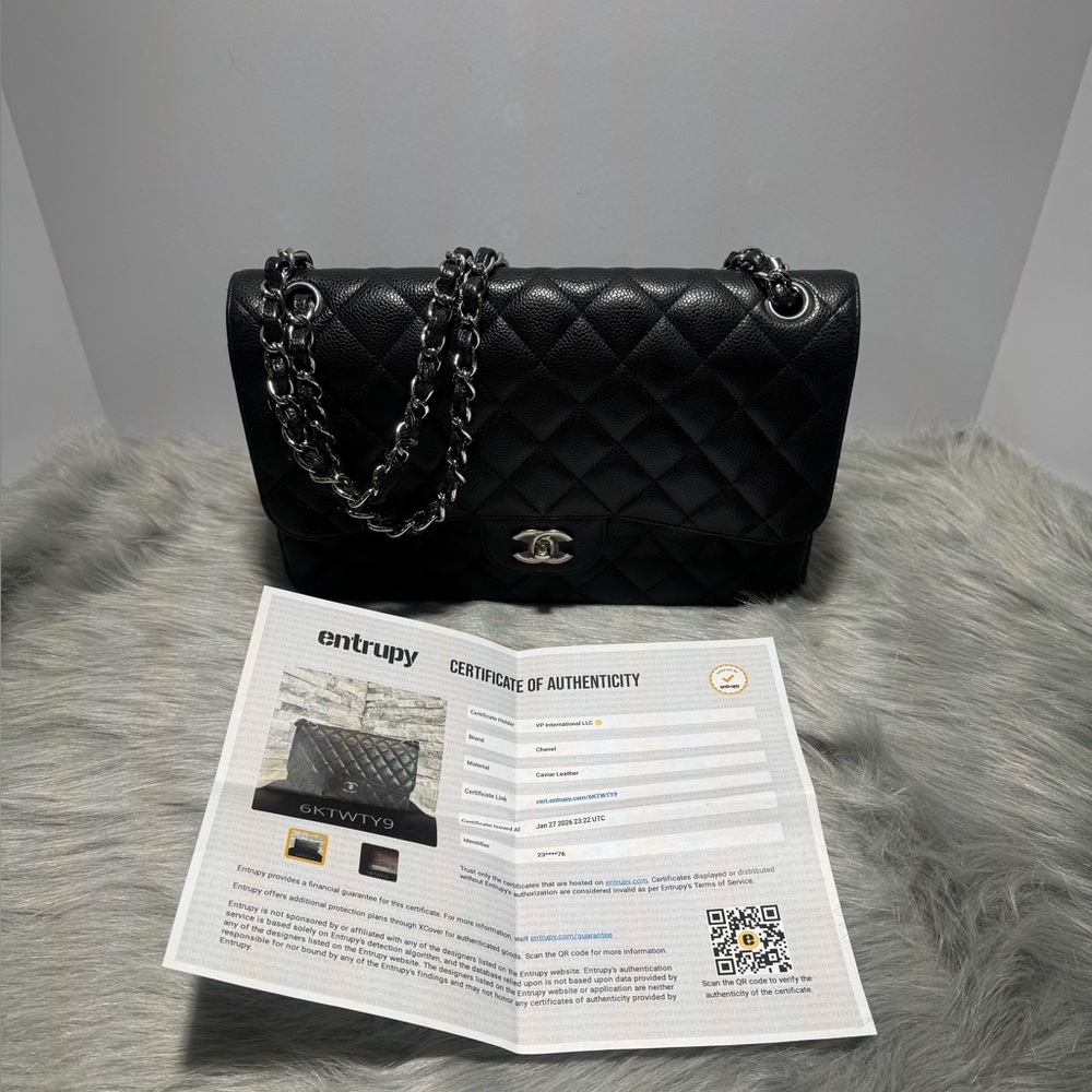 Chanel cavier Jumbo Double Flap Silver Hardware w/COA - Picture 2 of 15